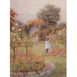 Edward Davey (19th/20th century) Garden scene with children watercolour, signed and inscribed "