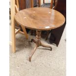19TH CENTURY MAHOGANY CIRCULAR TOPPED WINE TABLE WITH TURNED COLUMN ON A TRIPOD BASE