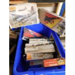 BOX CONTAINING MIXED HELLER AND MATCHBOX KITS ETC