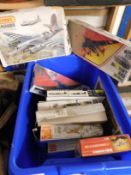 BOX CONTAINING MIXED HELLER AND MATCHBOX KITS ETC