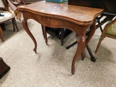 FRENCH WALNUT FOLD OVER TEA TABLE WITH CABRIOLE LEGS