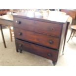 19TH CENTURY MAHOGANY CHEST WITH THREE FULL WIDTH DRAWERS WITH TURNED KNOB HANDLES