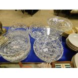 QUANTITY OF SEVEN GOOD QUALITY CUT GLASS BOWLS