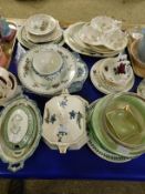 QUANTITY OF MIXED DINNER WARES, TUREENS, PLATES, HORS D'OEUVRES DISH ETC