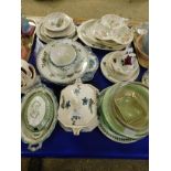 QUANTITY OF MIXED DINNER WARES, TUREENS, PLATES, HORS D'OEUVRES DISH ETC
