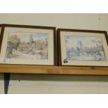 FOUR FRAMED PRINTS OF COUNTRY VILLAGE SCENES