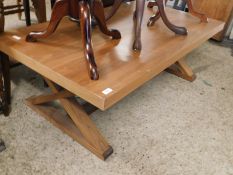 GOOD QUALITY MODERN WALNUT RECTANGULAR COFFEE TABLE WITH X-SHAPED ENDS