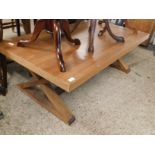 GOOD QUALITY MODERN WALNUT RECTANGULAR COFFEE TABLE WITH X-SHAPED ENDS