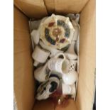BOX CONTAINING MIXED CRESTED WARES ETC