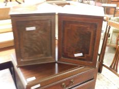 PAIR OF MAHOGANY BANDED TABLE TOP CABINETS WITH SINGLE DOOR WITH FITTED INTERIORS (2)