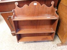 MAHOGANY WALL MOUNTED SHELF UNIT WITH THREE FIXED SHELVES