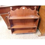 MAHOGANY WALL MOUNTED SHELF UNIT WITH THREE FIXED SHELVES