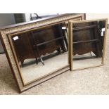 MODERN GILT FRAMED WALL MIRROR TOGETHER WITH A MAHOGANY AND GILT FRAMED EFFECT MIRROR (2)