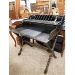 GOOD QUALITY MODERN BEECHWOOD DESK WITH FOLD OVER TOP WITH FITTED PIGEONHOLED INTERIOR RAISED ON A