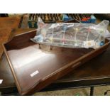 MAHOGANY FRAMED BUTLERS TRAY TOGETHER WITH A FURTHER WIRE WORK COAT RACK
