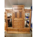 19TH CENTURY WALNUT COMPENDIUM WARDROBE, CENTRALLY FITTED WITH SINGLE CARVED PANELLED DOOR OVER