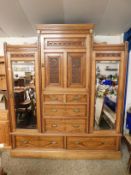 19TH CENTURY WALNUT COMPENDIUM WARDROBE, CENTRALLY FITTED WITH SINGLE CARVED PANELLED DOOR OVER