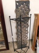 CAST IRON BENCH BACK WITH LATTICE DETAIL TOGETHER WITH A FURTHER HANGING CLOTHES AIRER (2)