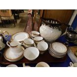 LARGE BROWN AND CREAM GLAZED JUG, PART ROYAL GRAFTON CHINA WARES ETC