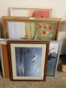 GROUP OF MIXED PRINTS, PICTURES, OIL ON CANVAS OF A WINDMILL ETC