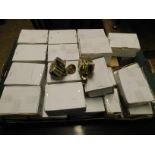 BOX CONTAINING MIXED DOOR HANDLES, BOXED CLAW CASTERS ETC