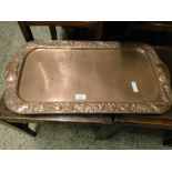 PRESSED COPPER RECTANGULAR ART NOUVEAU STYLISED TRAY