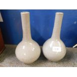 PAIR OF CELADON CRACKLE GLAZED SPILL VASES