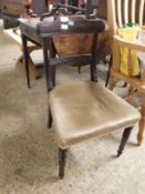 REGENCY PERIOD MAHOGANY BAR BACK DINING CHAIR ON RING TURNED FRONT SUPPORTS