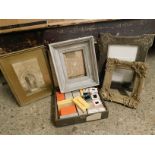 BOX CONTAINING MIXED PICTURE FRAMES, SLIDES ETC