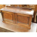 MAHOGANY FRAMED TABLE TOP CABINET WITH TWO DOORS AND FITTED INTERIOR