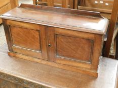 MAHOGANY FRAMED TABLE TOP CABINET WITH TWO DOORS AND FITTED INTERIOR