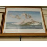 BEECHWOOD FRAMED PRINT OF A NUDE AND PUTTI