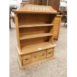 BEECHWOOD FRAMED TABLE TOP SPICE CABINET WITH TWO FIXED SHELVES AND EIGHT DRAWERS