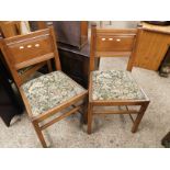 EARLY 20TH CENTURY OAK SET OF DINING CHAIRS WITH PANELLED BACK AND DROP IN UPHOLSTERED SEATS