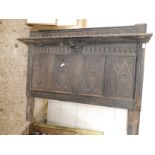 19TH CENTURY OAK FOUR PANELLED CARVED TOP