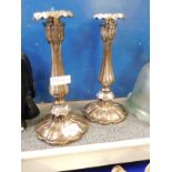 PAIR OF 19TH CENTURY PLATED ON COPPER CANDLESTICKS