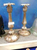 PAIR OF 19TH CENTURY PLATED ON COPPER CANDLESTICKS