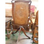 REPRODUCTION MAHOGANY TILT TOP TABLE WITH LEATHER INSERT ON A QUATREFOIL BASE