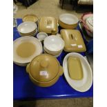 QUANTITY OF DENBY MUSTARD GLAZED DINNER WARES TO INCLUDE TUREENS, PLATE, BOWLS, DISHES ETC