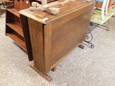 MID-CENTURY OAK FRAMED DROP LEAF TABLE WITH PLANKED ENDS
