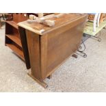 MID-CENTURY OAK FRAMED DROP LEAF TABLE WITH PLANKED ENDS