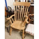 BEECHWOOD HARD SEATED STICK BACK ARMCHAIR