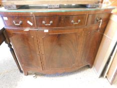 GEORGIAN STYLE BOW FRONTED SIDEBOARD WITH THREE DRAWERS OVER THREE BOW FRONTED CUPBOARD DOORS