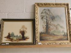 CONTINENTAL OIL ON CANVAS, TOGETHER WITH A FURTHER GILT FRAMED OIL ON CANVAS SIGNED JOHN HOOLEY