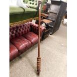 MAHOGANY CURTAIN POLE WITH FINIAL ENDS AND RINGS