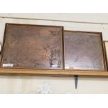TWO FRAMED ETCHED COPPER MAPS