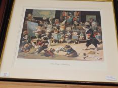 CARICATURE FRAMED PRINT ENTITLED "THE DOGS ACADEMY"