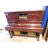 MAHOGANY BOND AND BRADLEY UPRIGHT PIANOLA