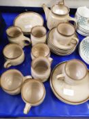 QUANTITY OF DENBY BROWN AND FLORAL GLAZED PART TEA WARES