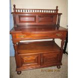 GOOD QUALITY EDWARDIAN SIDEBOARD WITH OPEN SHELF AND SINGLE DRAWER WITH TWO PANELLED CUPBOARD